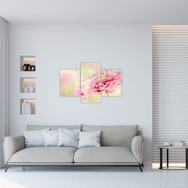 Tablou - Floare roz, aquarel (90x60 cm)