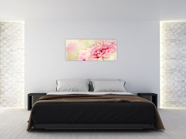 Tablou - Floare roz, aquarel (120x50 cm)