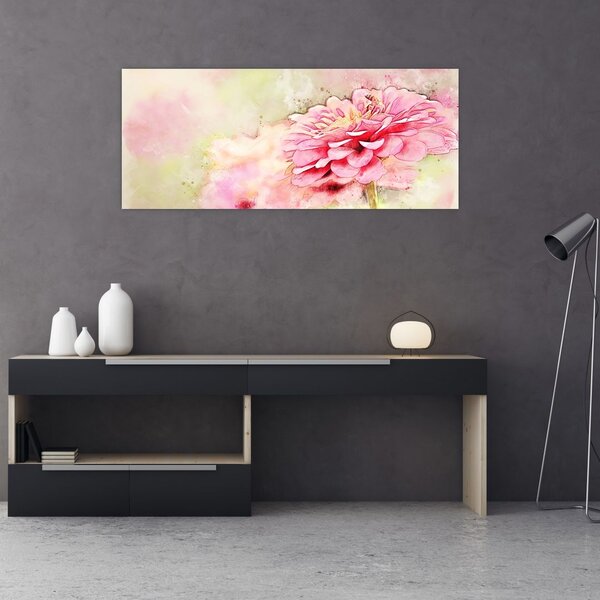 Tablou - Floare roz, aquarel (120x50 cm)
