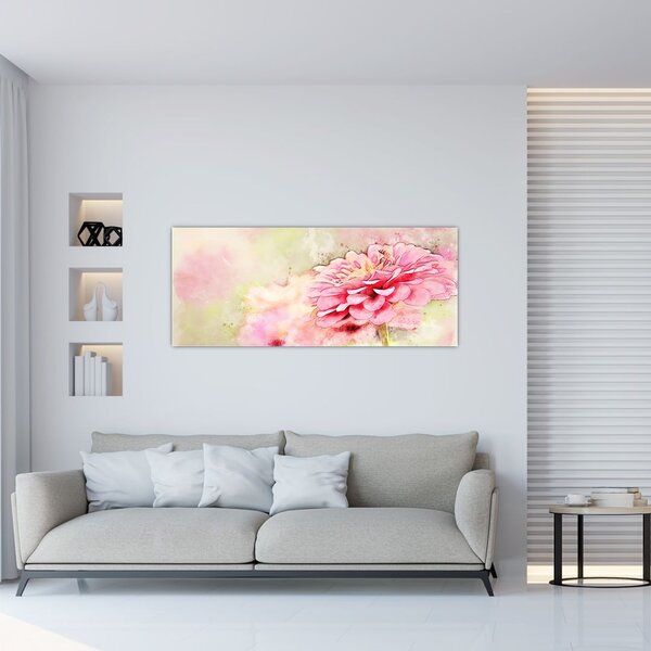 Tablou - Floare roz, aquarel (120x50 cm)