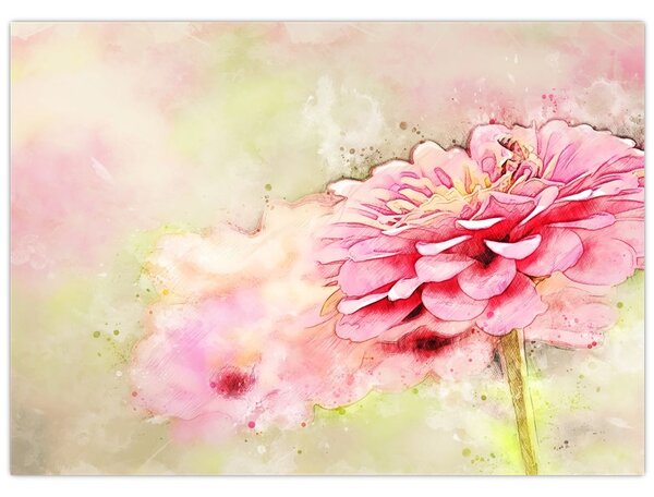 Tablou - Floare roz, aquarel (70x50 cm)