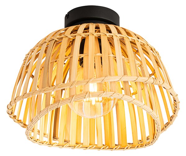 Plafoniera orientală neagră cu bambus natural 30 cm - Pua