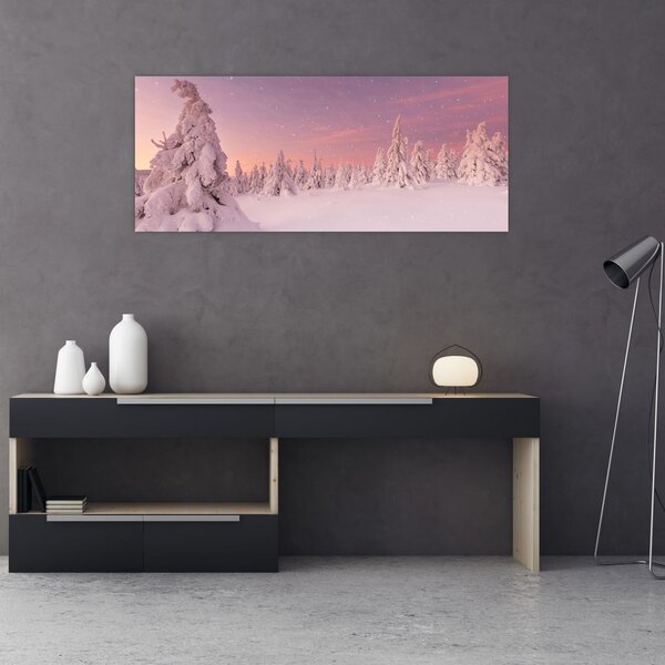 Tablou - Copaci sub așternut de zăpadă (120x50 cm)