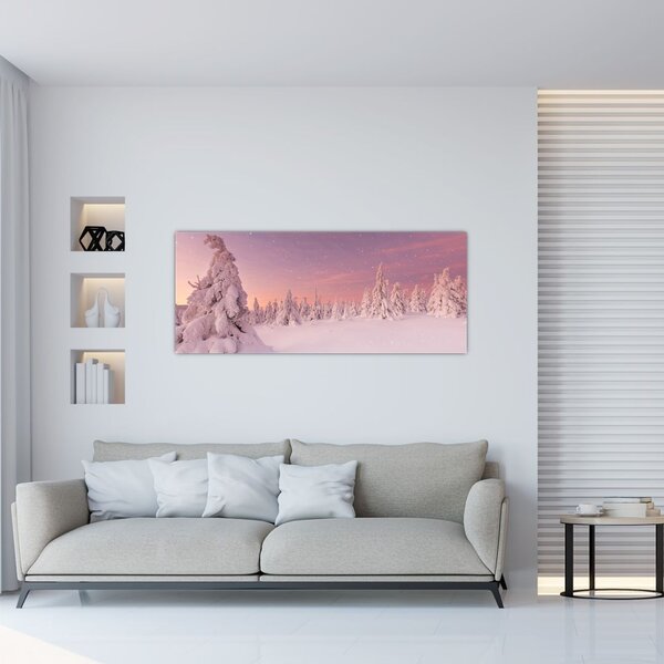 Tablou - Copaci sub așternut de zăpadă (120x50 cm)