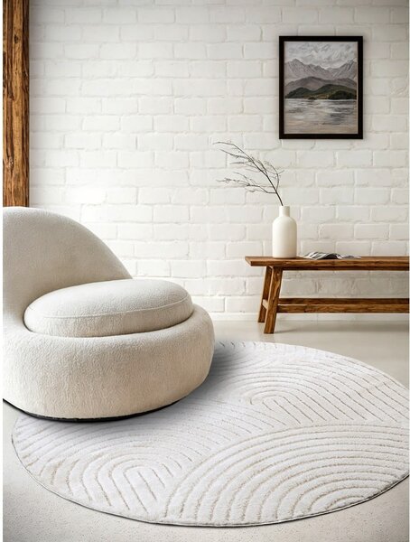 Covor alb rotund ø 160 cm Panglao New York White – Elle Decoration