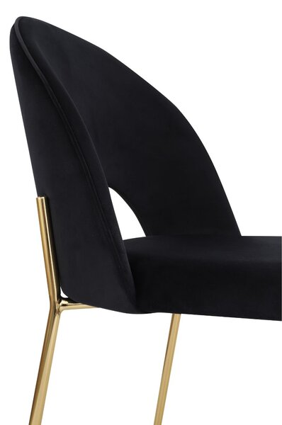 Scaun Molly Black negru, picioare aurii