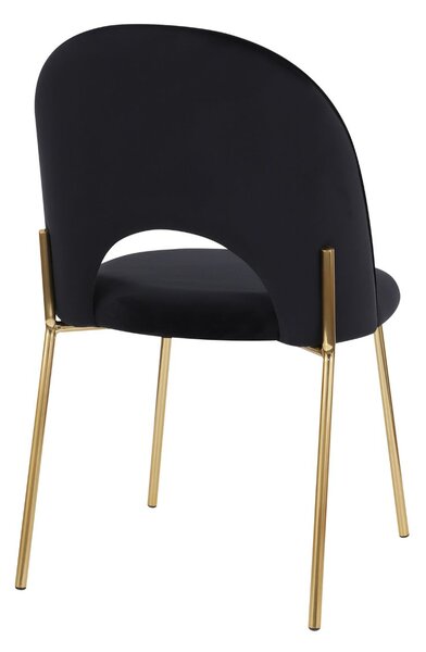 Scaun Molly Black negru, picioare aurii