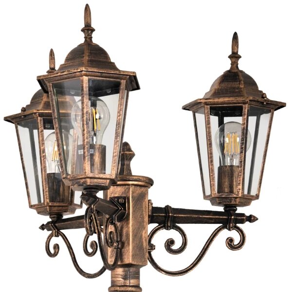 Lampă de exterior 3xE27/20W/230V IP43 2,58 m patină
