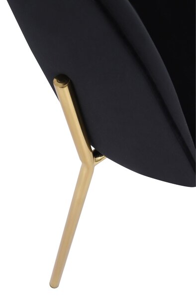 Scaun Molly Black negru, picioare aurii