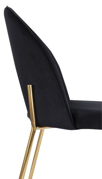 Scaun Molly Black negru, picioare aurii