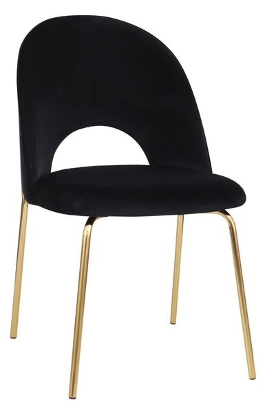 Scaun Molly Black negru, picioare aurii
