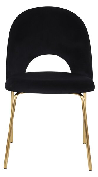 Scaun Molly Black negru, picioare aurii