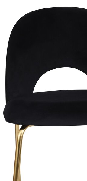 Scaun Molly Black negru, picioare aurii