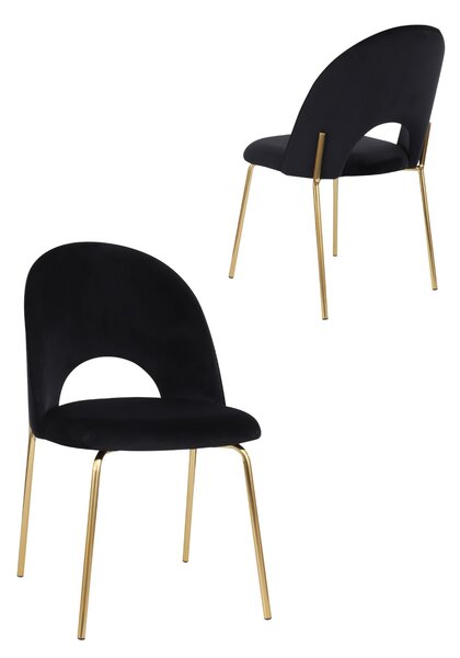 Scaun Molly Black negru, picioare aurii