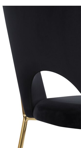 Scaun Molly Black negru, picioare aurii