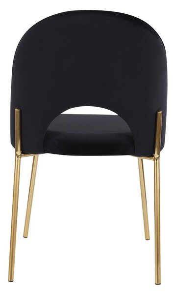 Scaun Molly Black negru, picioare aurii