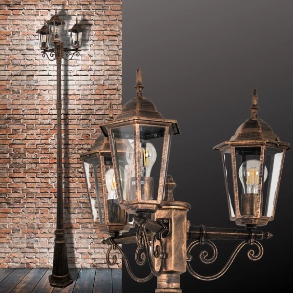 Lampă de exterior 3xE27/20W/230V IP43 2,58 m patină