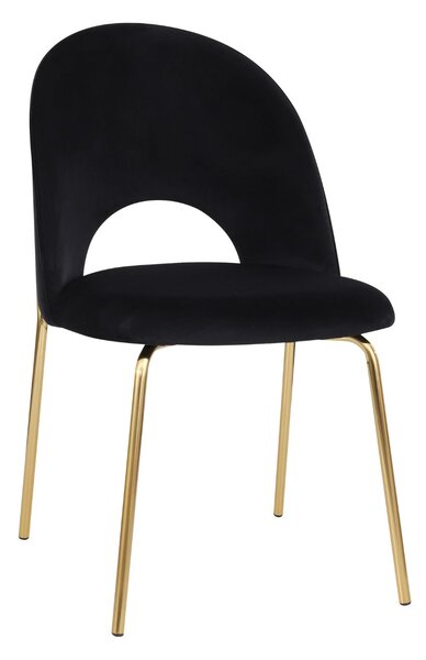 Scaun Molly Black negru, picioare aurii