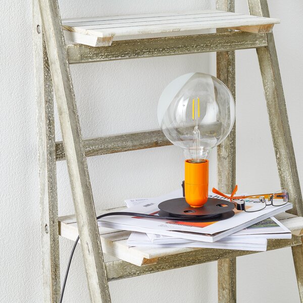 FLOS Lampadina Lampă de masă LED portocalie, picior negru, Portocaliu, Camera de zi / sufragerie, Metal, Design