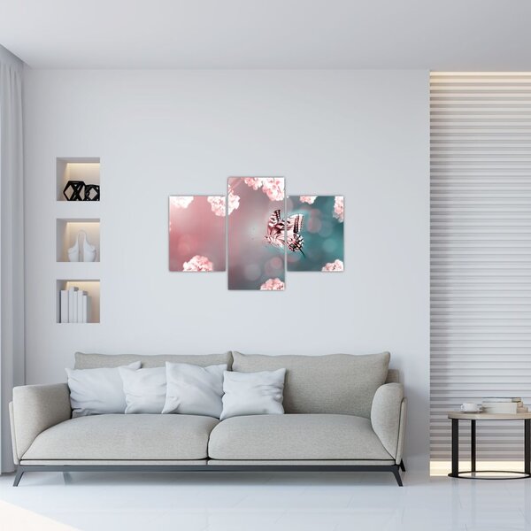 Tablou - Fluture între flori (90x60 cm)