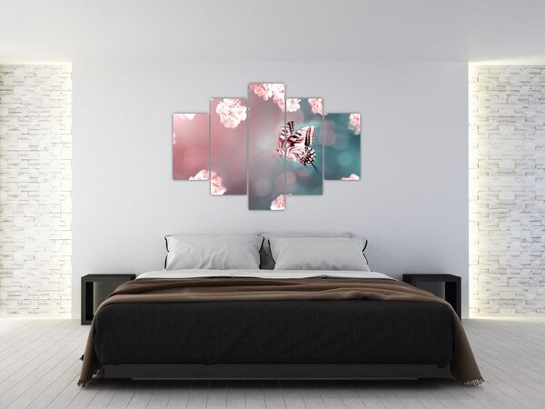 Tablou - Fluture între flori (150x105 cm)