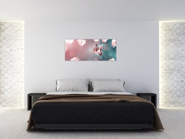 Tablou - Fluture între flori (120x50 cm)