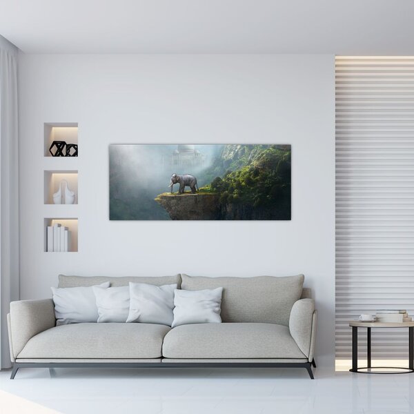 Tablou - Elefant în vârful Taj Mahalului (120x50 cm)