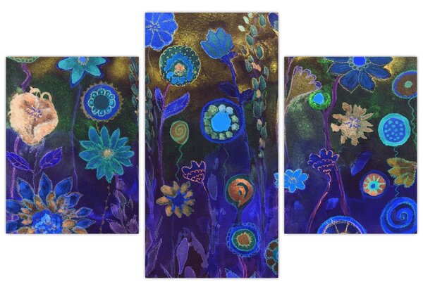 Tablou - Flori albastru închis (90x60 cm)