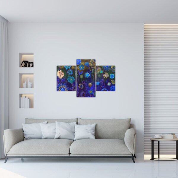 Tablou - Flori albastru închis (90x60 cm)