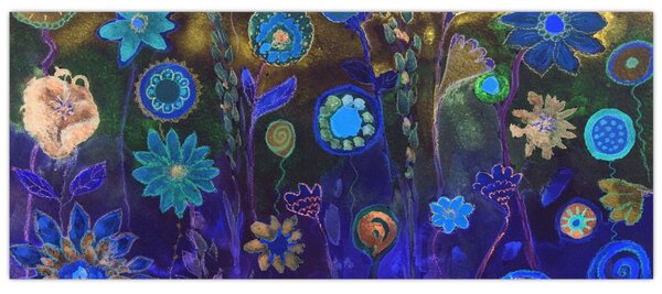 Tablou - Flori albastru închis (120x50 cm)