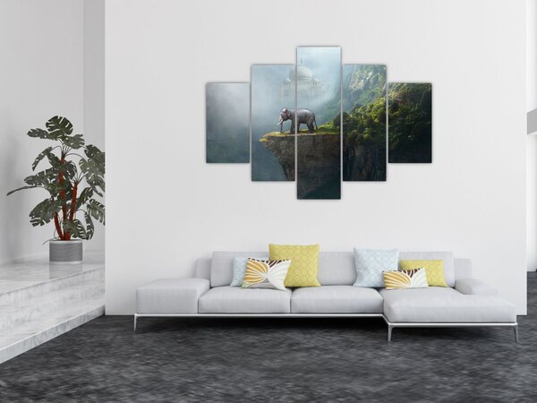 Tablou - Elefant în vârful Taj Mahalului (150x105 cm)