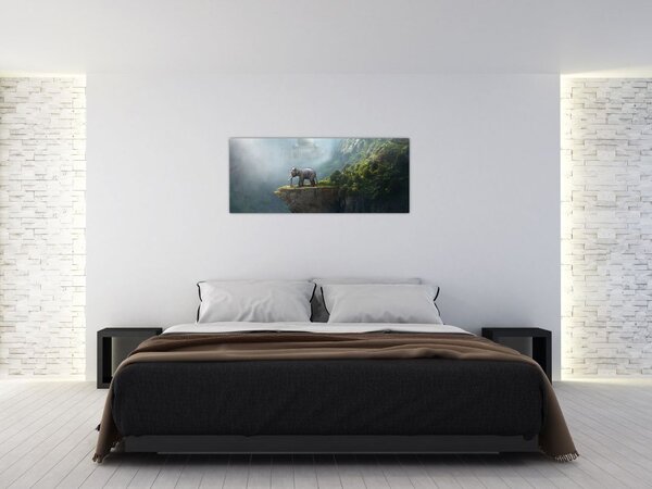 Tablou - Elefant în vârful Taj Mahalului (120x50 cm)