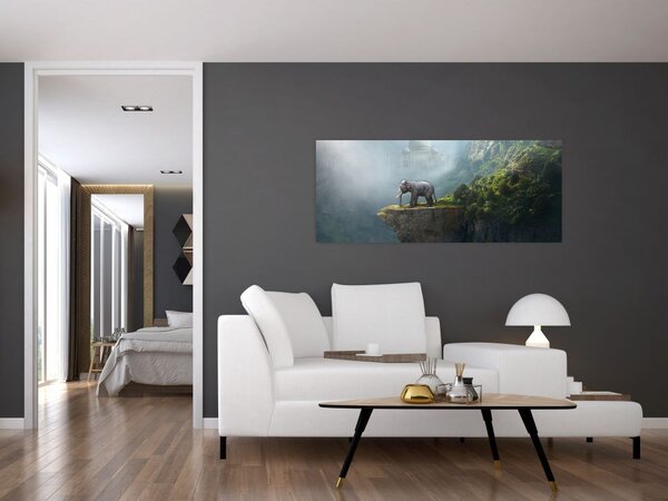 Tablou - Elefant în vârful Taj Mahalului (120x50 cm)