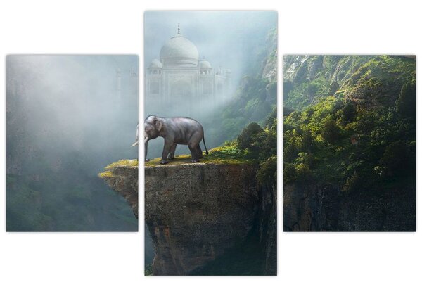 Tablou - Elefant în vârful Taj Mahalului (90x60 cm)