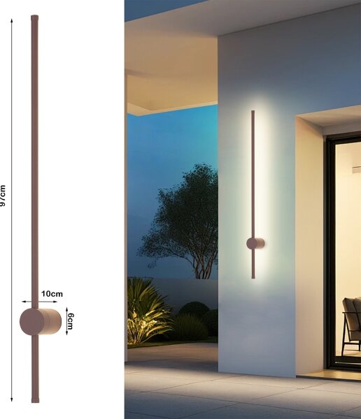 Brilagi - Aplica de exterior LED AURA LED/20W/230V 3000K IP54 97 cm maro IRC 90