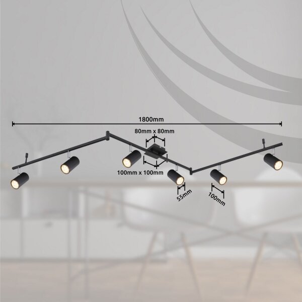Spot Globo 57910-6B ROBBY 6xGU10/35W/230V negru