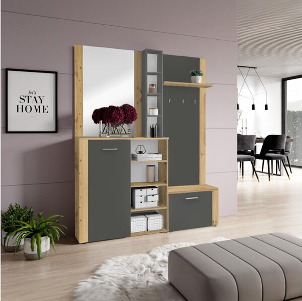 Set mobilier hol Fulgores (stejar artisan + grafit). 1119725