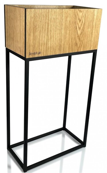 Ghiveci înalt decorativ din stejar natural neted LOFT FIORINO 42X22X80 cm