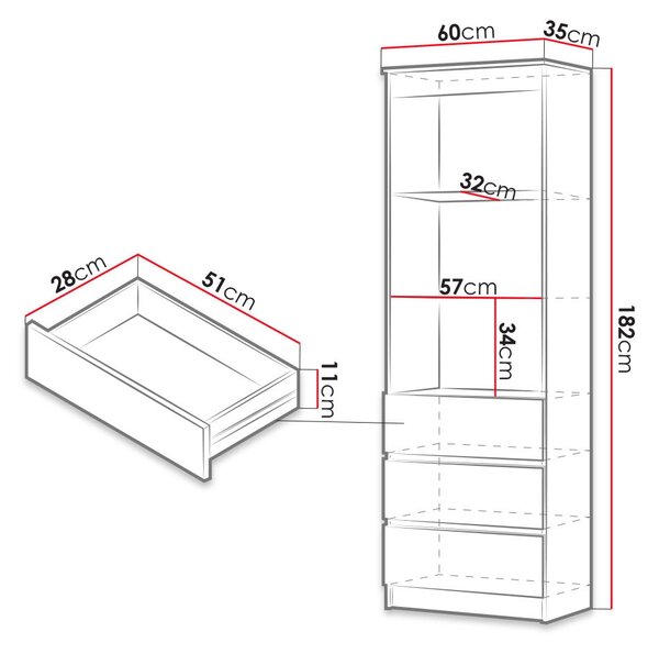 Dulap cu rafturi Elestria RS 60 (Alb). 1053771