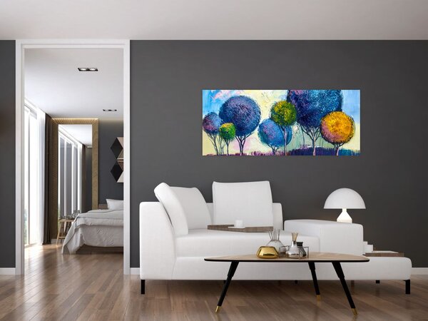 Tablou - Copaci, pictură în ulei (120x50 cm)