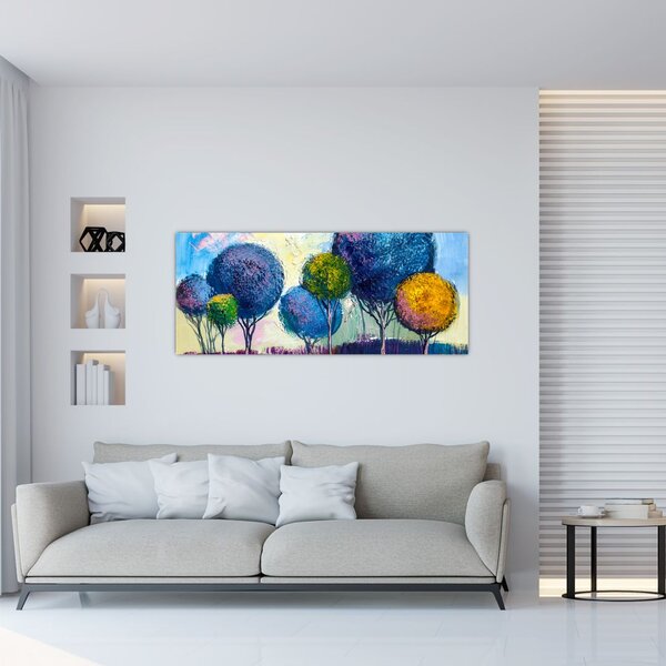 Tablou - Copaci, pictură în ulei (120x50 cm)