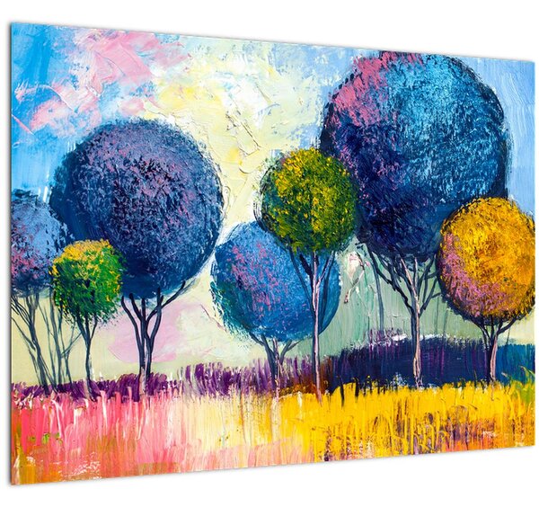 Tablou - Copaci, pictură în ulei (70x50 cm)