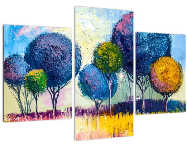 Tablou - Copaci, pictură în ulei (90x60 cm)