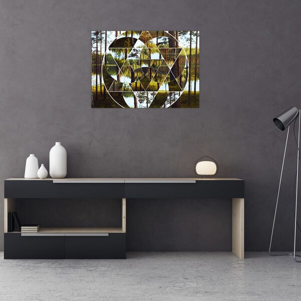 Tablou - Colaj geometric pe fundalul pădurilor nordice (70x50 cm)