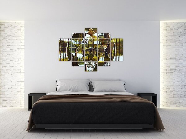 Tablou - Colaj geometric pe fundalul pădurilor nordice (150x105 cm)