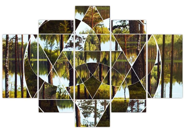 Tablou - Colaj geometric pe fundalul pădurilor nordice (150x105 cm)