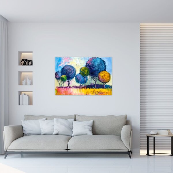Tablou - Copaci, pictură în ulei (90x60 cm)