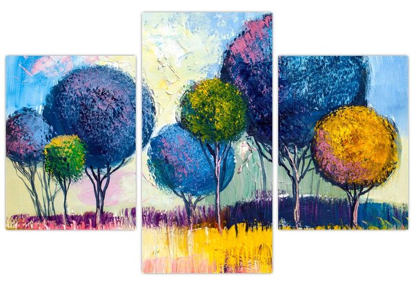 Tablou - Copaci, pictură în ulei (90x60 cm)