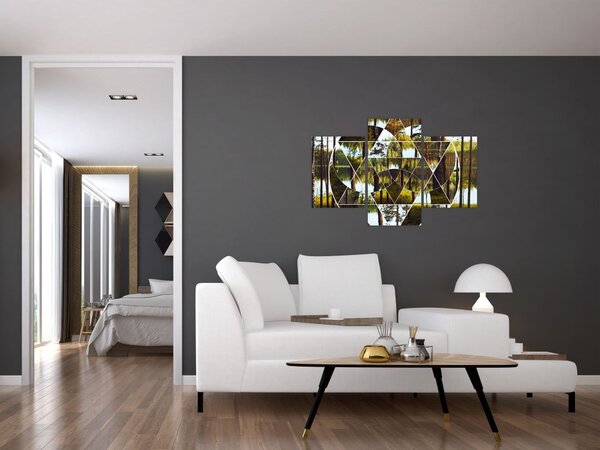 Tablou - Colaj geometric pe fundalul pădurilor nordice (90x60 cm)