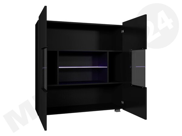 Vitrină Brenali BR01 (Negru + Negru lucios ) (fără iluminat). 1053843